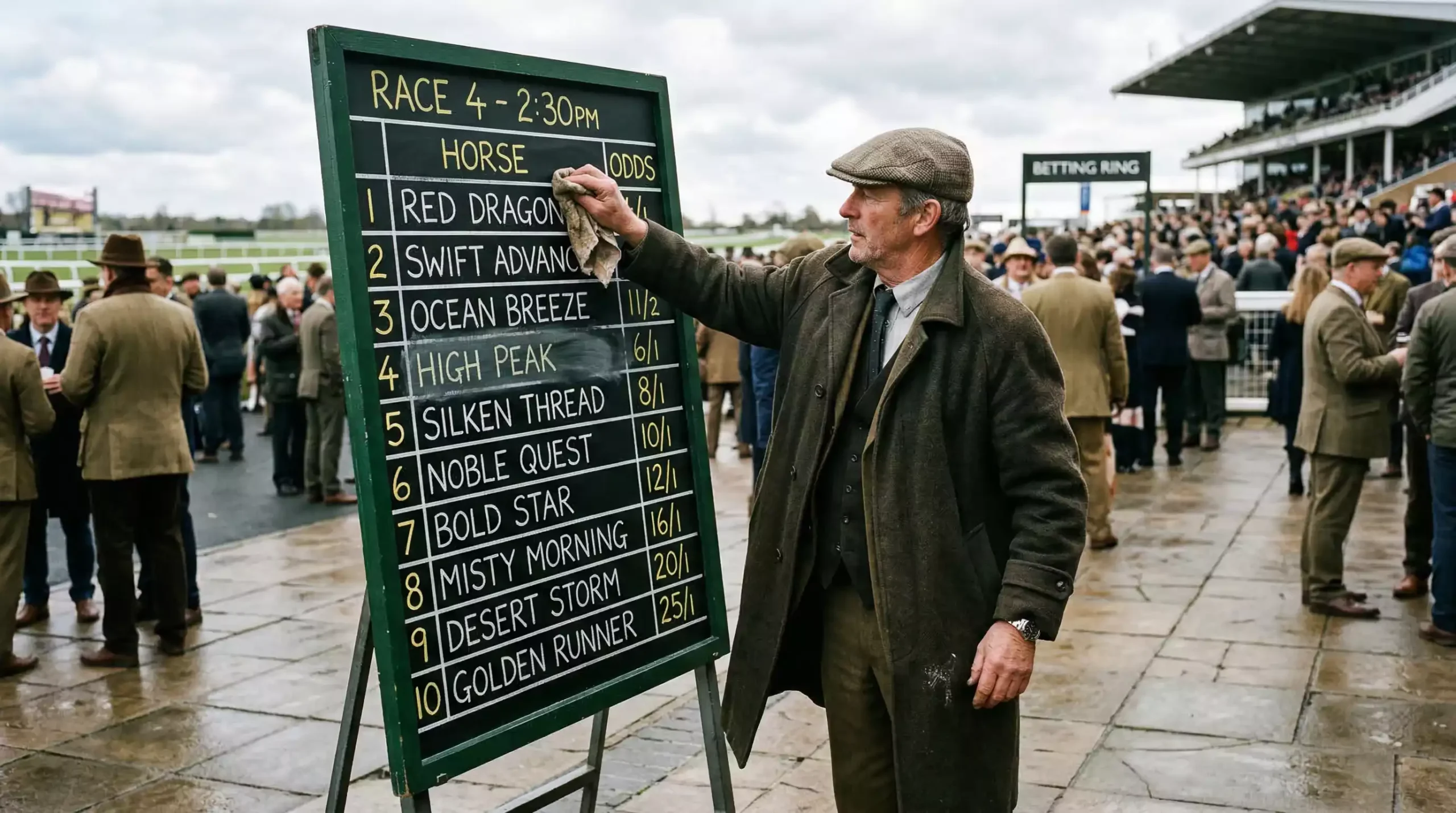 Bookmaker board being updated after a late non-runner withdrawal