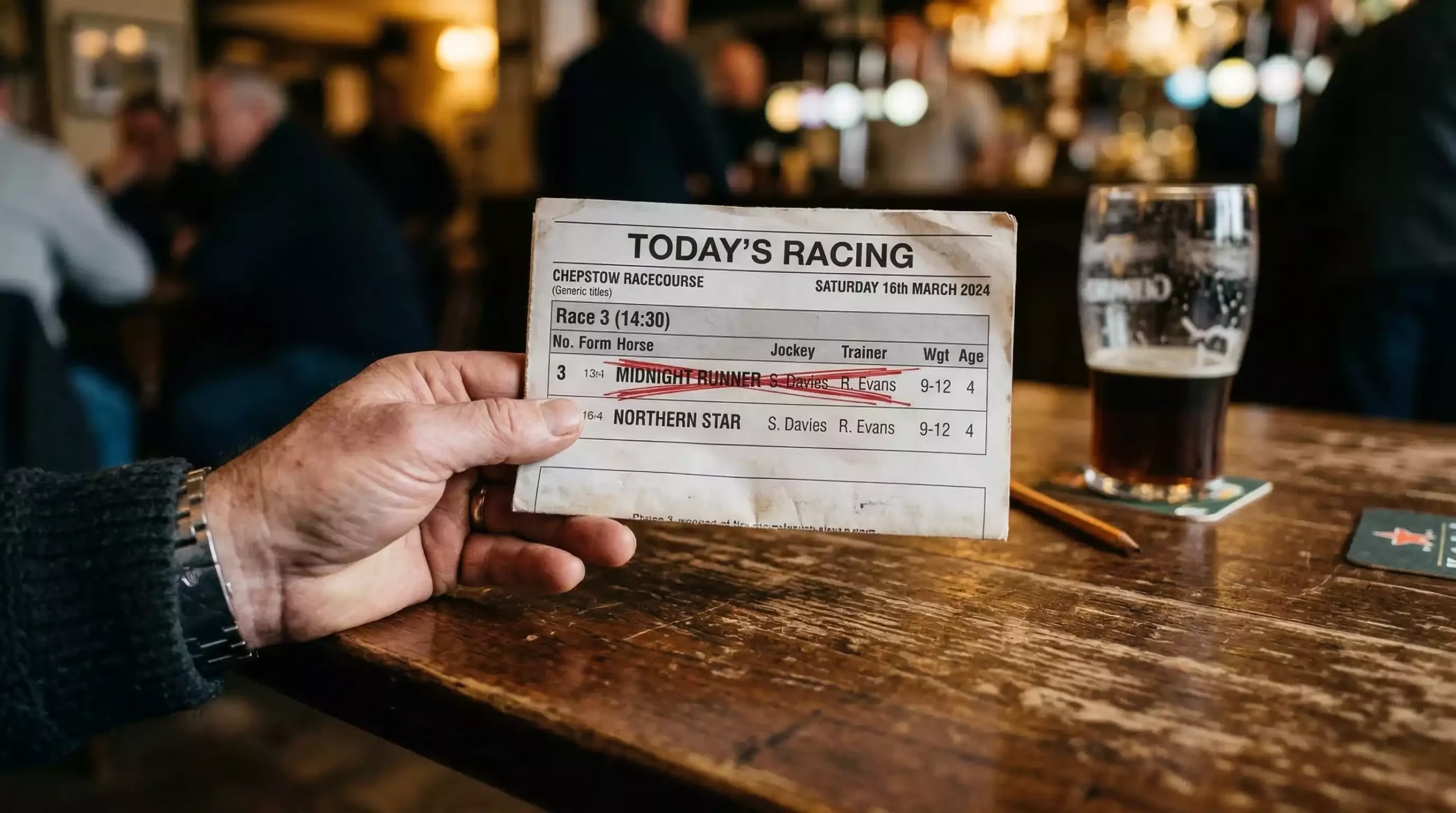 Race card showing non-runner and withdrawal statuses side by side